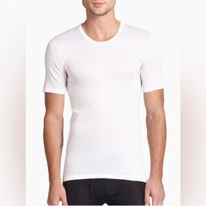 HANRO Mens Cotton Pure Crew Neck Stretch Undershirt - WHITE NWT